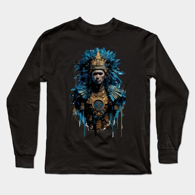 Mayan God of Rain and Lightning in Ink Painting Style Long Sleeve T-Shirt by diegotorres